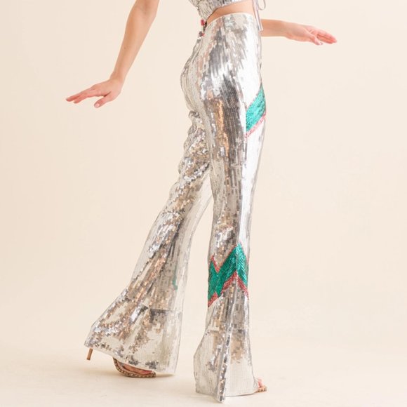 Lightening Sequin Flare Pants- LAST ONE! - Picture 2 of 5